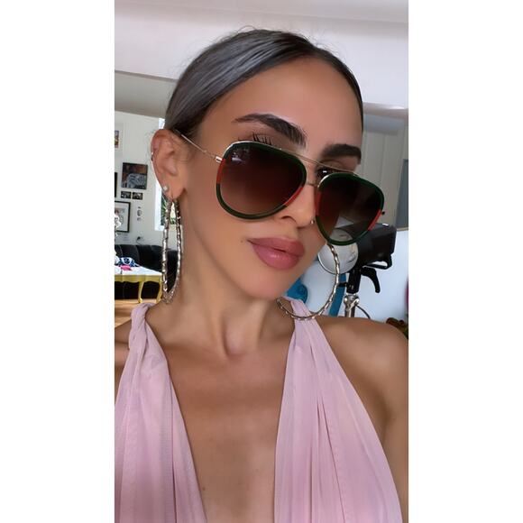 NEW Gucci GG0062S 003 Aviator Sunglasses in Red/Green - Picture 8 of 11